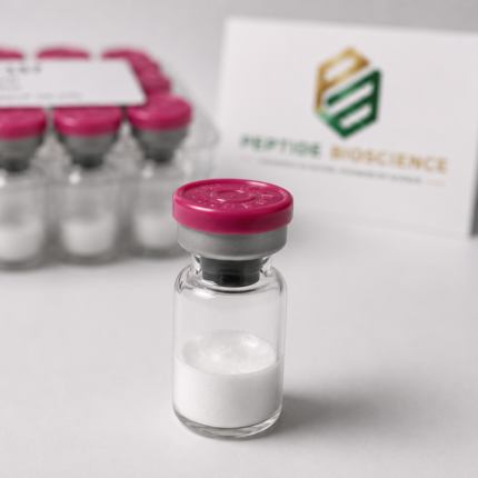 BPC-157 peptide vial with pink cap for research use.