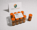 NAD+ supplement vials from Peptide Bioscience for research use only.