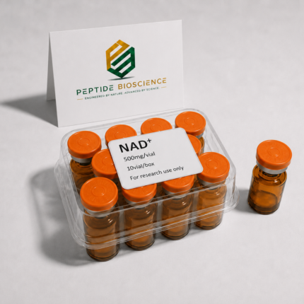 NAD+ supplement vials from Peptide Bioscience for research use only.
