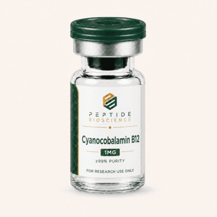 Cyanocobalamin B12 vial for research, 1mg, pure and sterile.