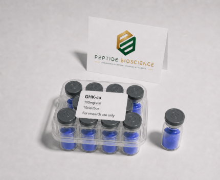 Vials of GHK-cu peptide for research from Peptide Bioscience.