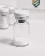 Vial containing peptide powder for skincare or cosmetic use at Peptide Bioscience.