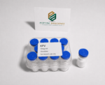 KVP peptide vial with blue caps and label for research use only.