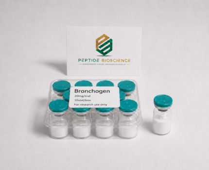 Bronchogen peptide vials for research, 20mg per vial, from Peptide Bioscience.