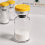 Vial of white powder peptide CJC-1295 without DAC for scientific research.