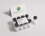 Ipamorelin peptide vials with Peptide Bioscience logo in background.