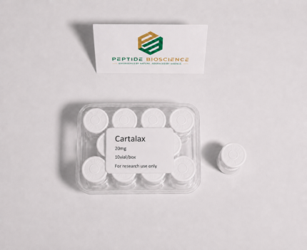 Cartalax peptide packaging with label for research use only.
