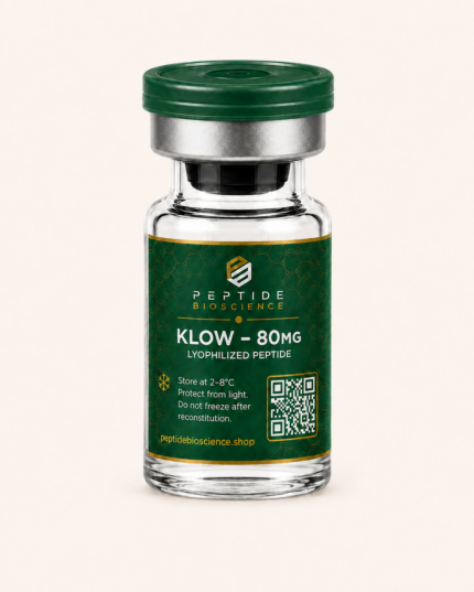 KLOW 80MG lyophilized peptide in glass vial for research use.