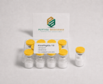 KissPeptin-10 peptide vials with Peptide Bioscience logo in background.